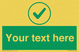 Custom green background, green tick in circle sign